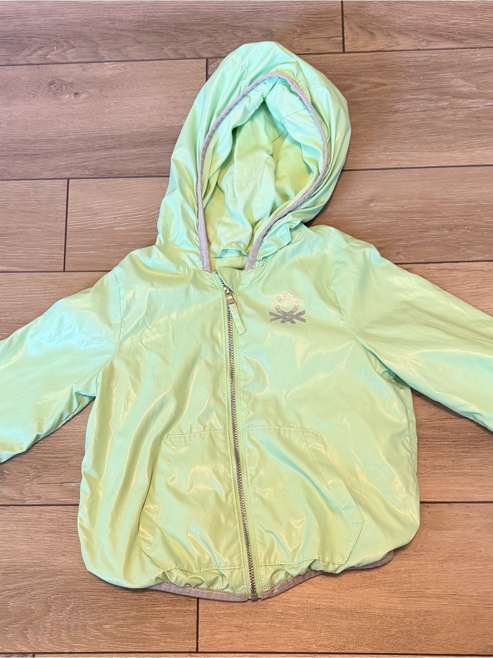Girls Mint Green Hooded Windbreaker XXS